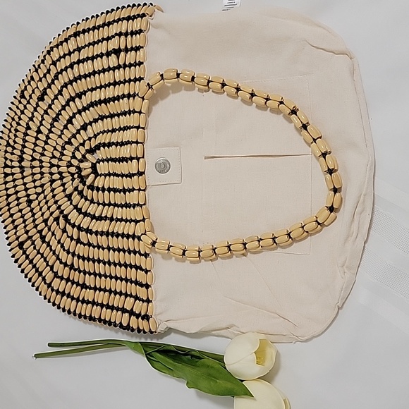 NWOT Stylish Beaded Beach Summer Bag - Picture 5 of 7